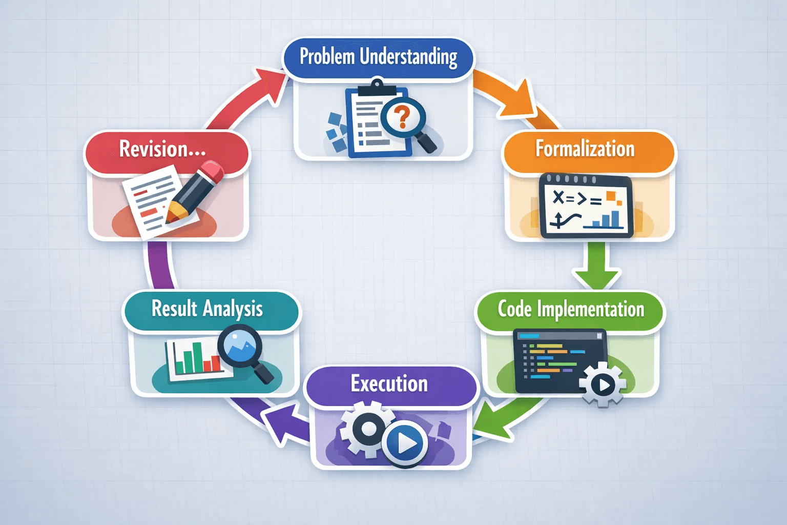 数理最適化プロジェクトの典型的な反復サイクル図